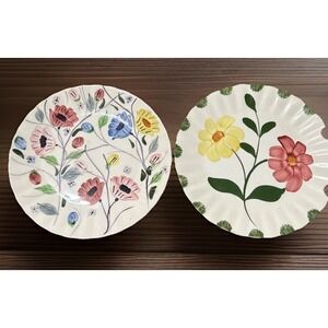 Blue Ridge Southern Potteries Floral Plate Scalloped Rim 9.25 Inches Lot Of 2